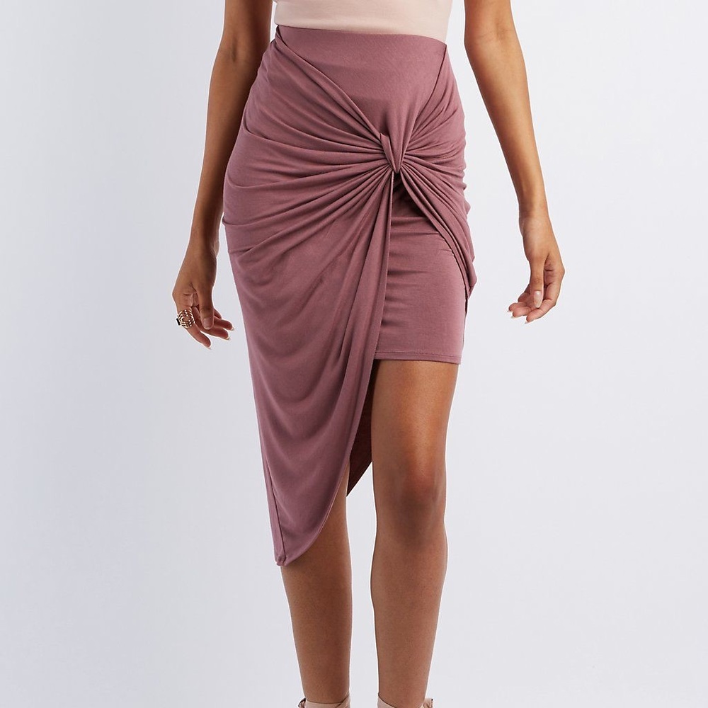 Knotted asymmetrical skirt RED